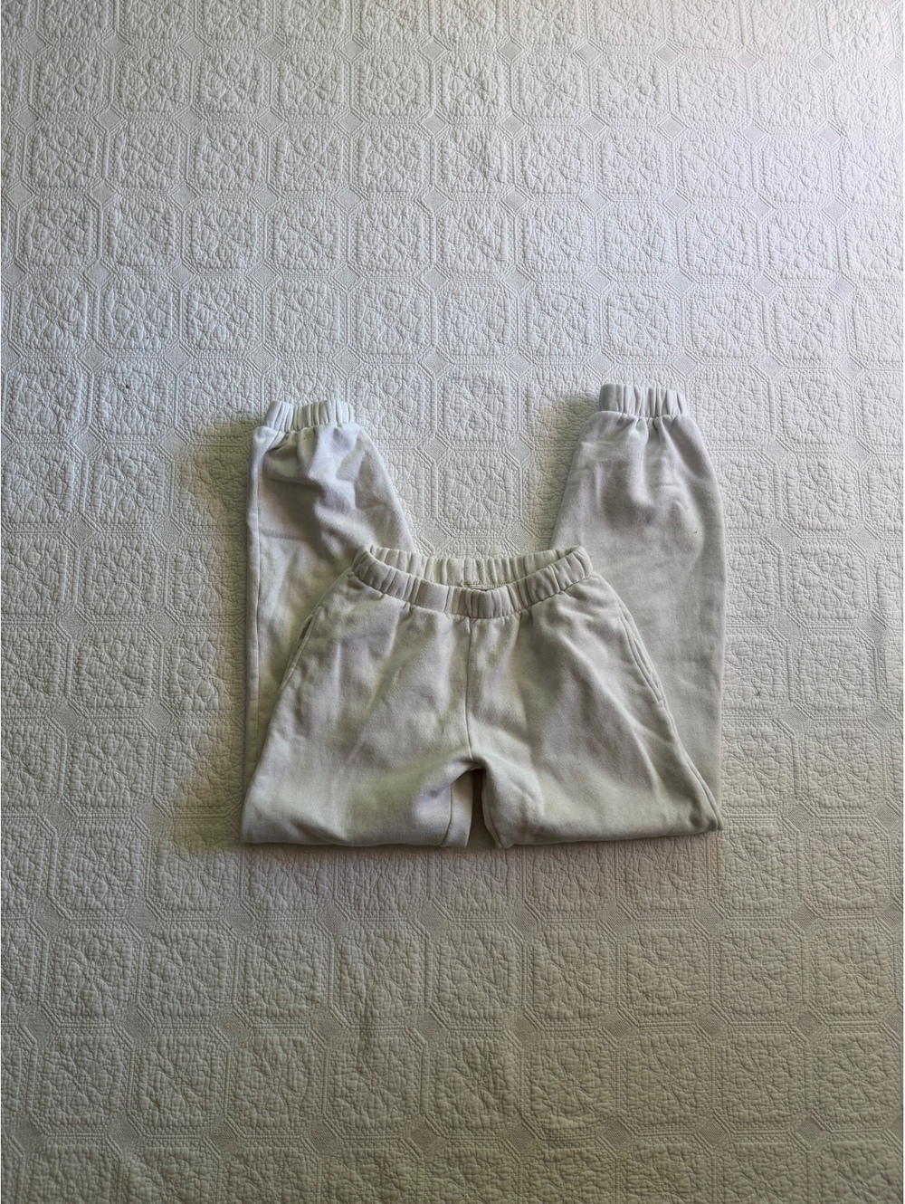 J.Galt white Sweatpants with Elastic Waistband and Cuff